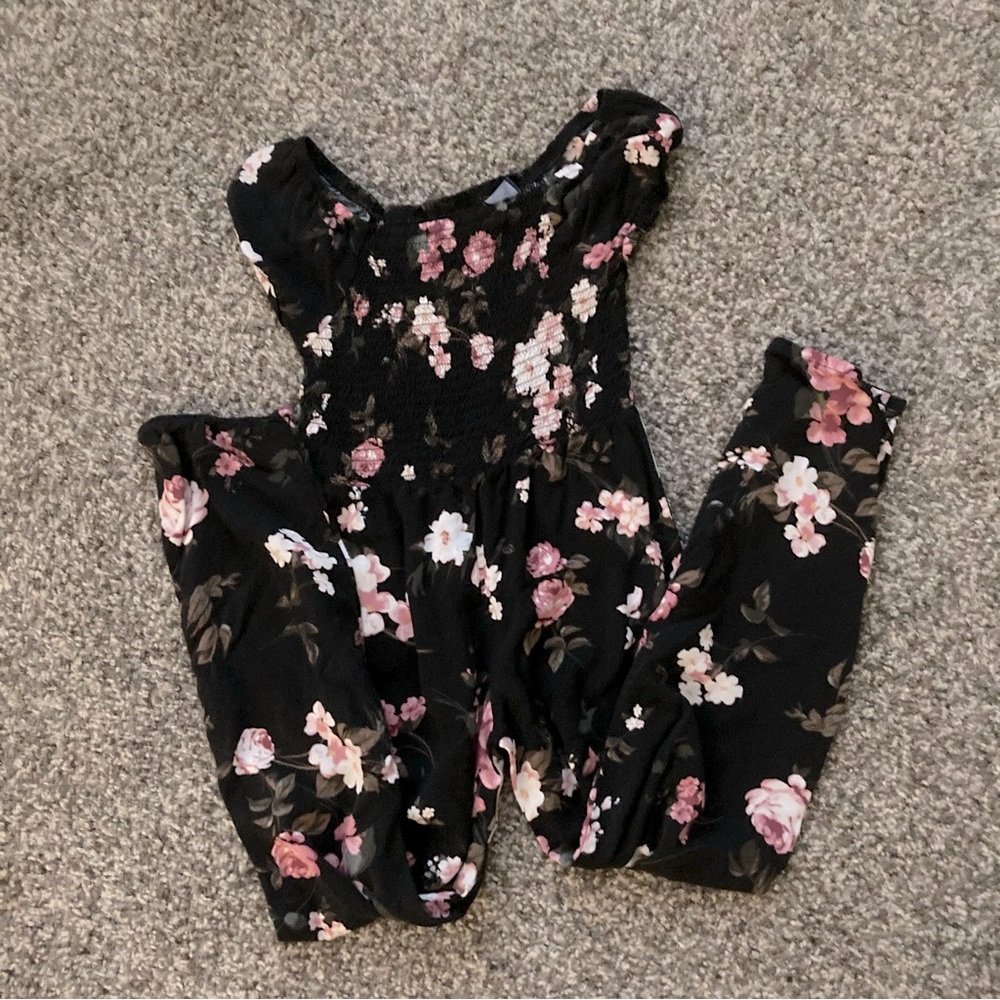 Set of Floral themed shirt, dress, and jumpsuit Girls size 8